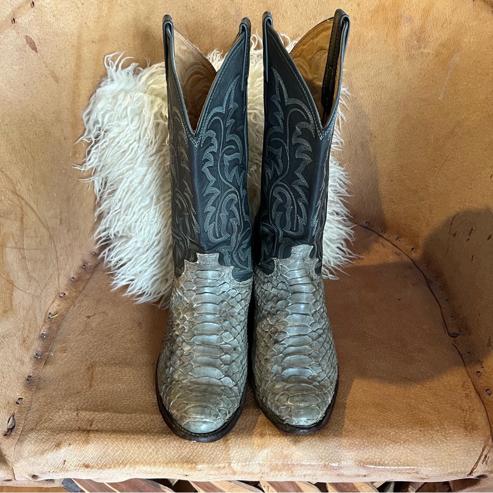 Justin Exotic Python Snakeskin Western Cowboy Boo… - image 4